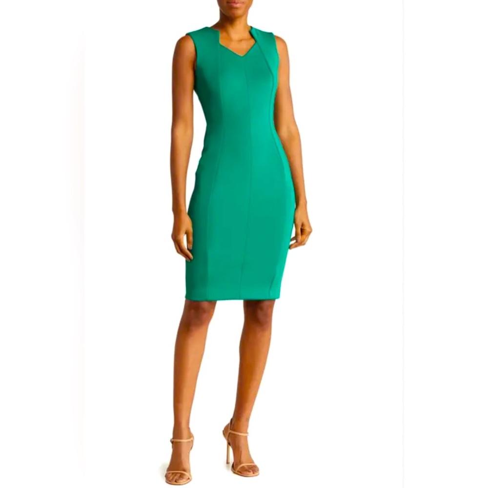 Calvin Klein Emerald Green Sheath Dress Size 16W NWOT